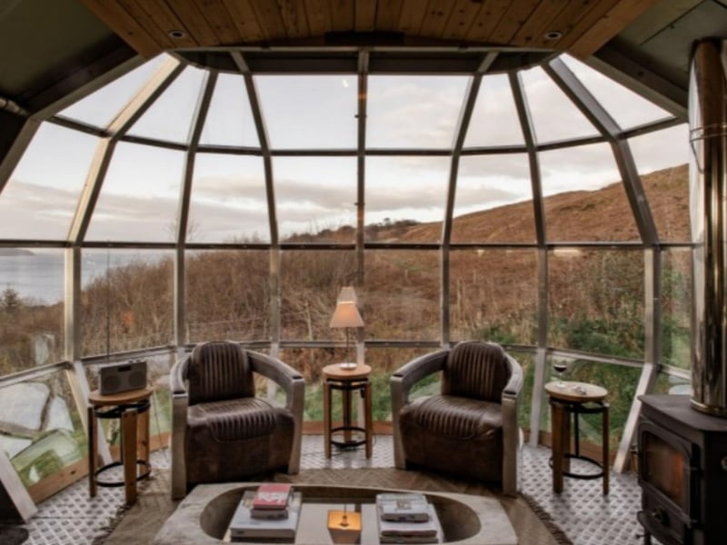 The pod offers spectacular views over the Sound of Mull.