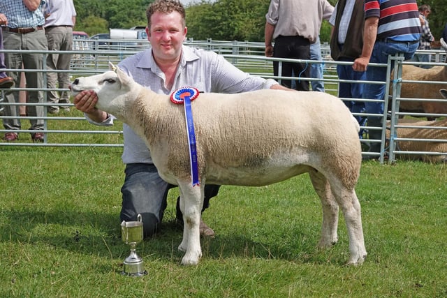 The champion sheep at Powburn Show 2019 was a Texel Gimmer shown by Chris Beresford of Bolton Village Farm.