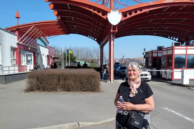Pam Young at the Hungarian-Ukraine Border.