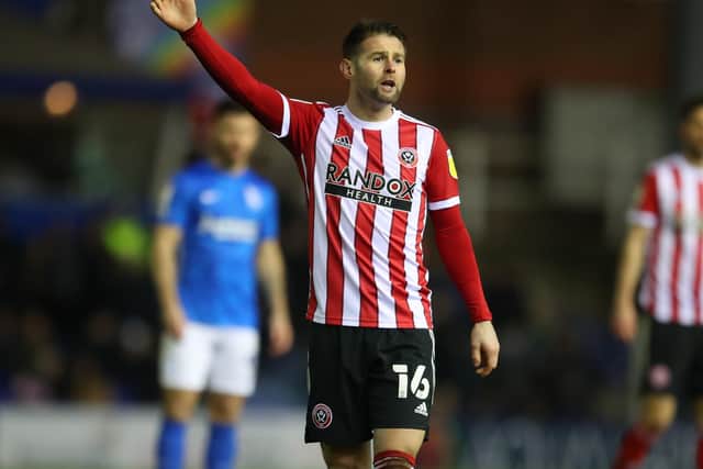 Oliver Norwood of Sheffield United during the Sky Bet Championship match at St Andrews, Birmingham: Simon Bellis / Sportimage