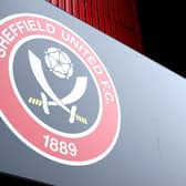 SHEFFIELD, ENGLAND - MAY 23: A general view of the Sheffield United club badge outside the stadium prior to the Premier League match between Sheffield United and Burnley at Bramall Lane on May 23, 2021 in Sheffield, England.  (Photo by George Wood/Getty Images)