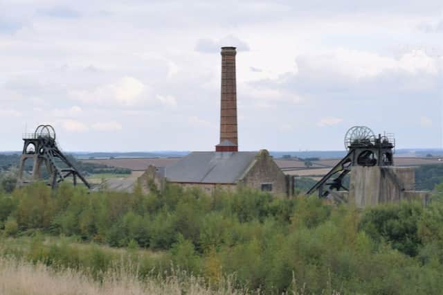 A general view of the old headstocks at Pleasley Pit.