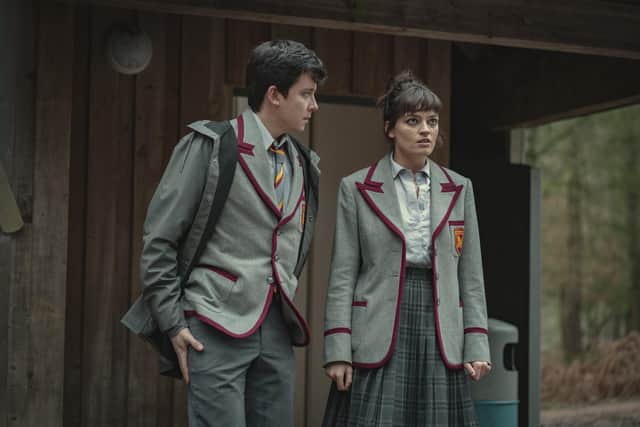 Asa Butterfield as Otis Milburn, and Emma Mackey as Maeve Wiley in season three of Sex Education (pic: Sam Taylor/NETFLIX © 2020)