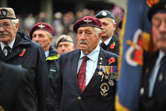 Remembrance Sunday service 2008 at Guildhall Square Portsmouth. Can we ever imagine what some of these men went through in the Second World War. Picture: Malcolm Wells (084574-5273)