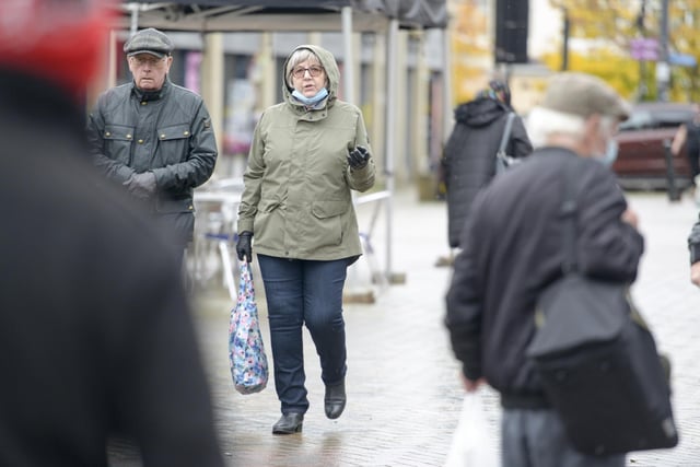 Shoppers on the lstreets of Doncaster Town centre as South Yorkshire enters the Tier-3 restrictions imposed by the government to try to halt the spread of Covid-19