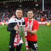 Sheffield United manager Paul Heckingbottom with Billy Sharp: Simon Bellis / Sportimage