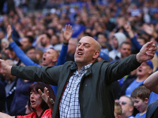 Pompey fans at Wembley in 2019.