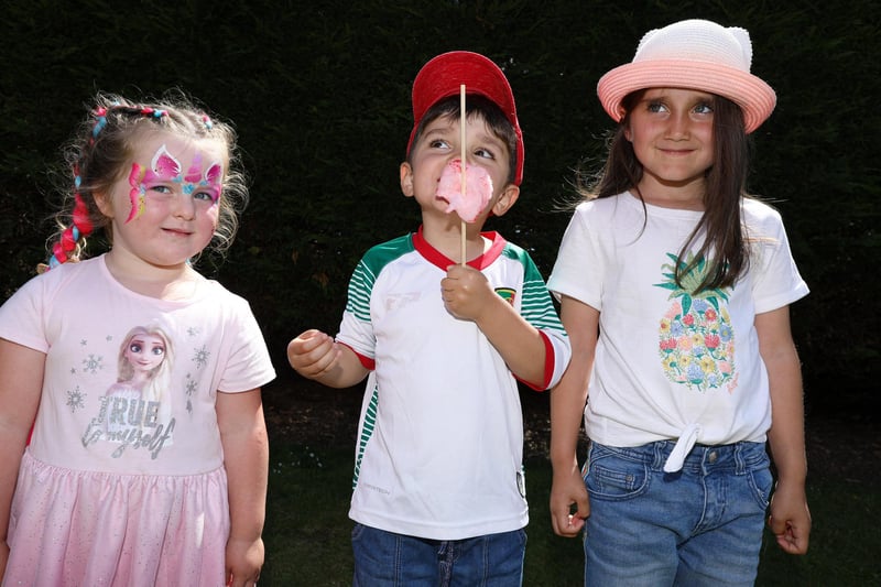 From left, Georgia Wilkinson, 4, and siblings, Leandro, 4, and Isabella Qureshi-George, 7.