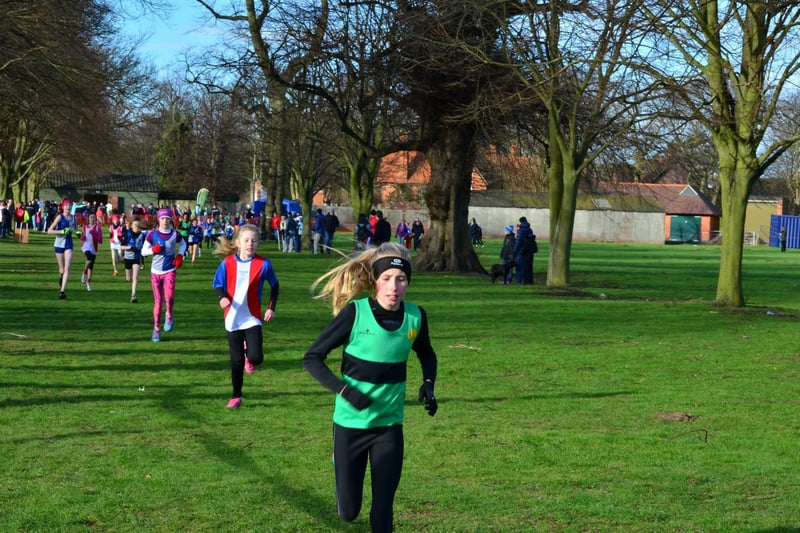 Young Worksop Harrier Freya Dolby puts hersel through a testing run for the club in Feb 2015.