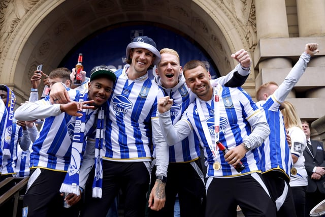 Sheffield Wednesday players celebrate their promotion to the Sky Bet Championship. Picture : Richard Sellers/PA Wire.
