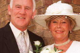 Former Doncaster Rover's football player Laurie Sheffield with bride Jean Holder. Married in Cantley in June of 1996.