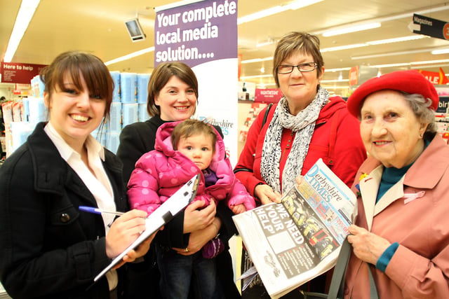 Derbyshire Times Meet The Team Scheme, Sainsbury's chesterfield. Ellen Beardmore with shoppers back in 2011