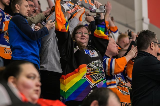 Some of the travelling Sheffield Steelers fans