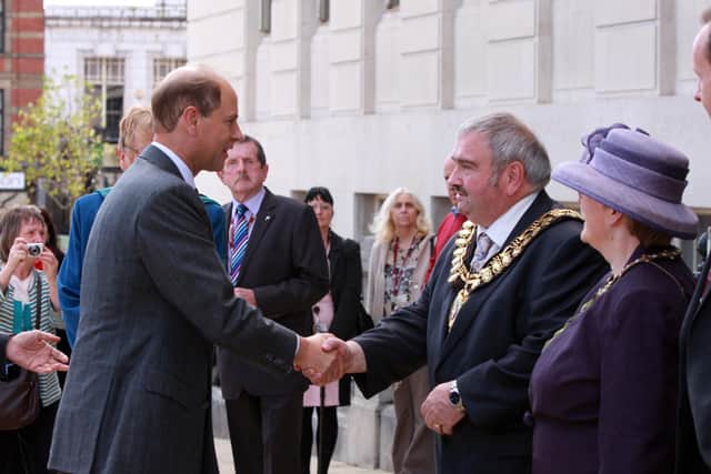 Royal Visit: Earl of Wessex Prince Edward visited in 2013 to officially open the Barnsley Pals Centenary Square