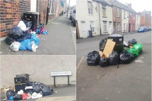 Rubbish is piling up on the streets of Page Hall in Sheffield.