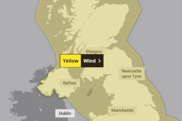 The Met Office has issued a yellow weather warning for strong winds of up to 50mph.