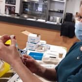 Sheffield’s public health boss has warned the city faces a ‘substantial’ fresh wave of the coronavirus. Pictured is a doctor preparing to give a Covid vaccination