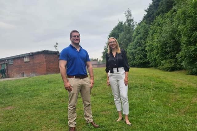 Dr Josh Meek, a GP at Firth Park Surgery, and Marie Meier-Klodt from the project team visit one of the proposed sites at Concord Sports Centre.