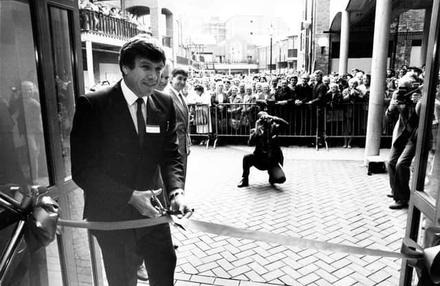 The official opening of the Food Court at Orchard Square, Fargate, was performed  by Emlyn Hughes in September 1987