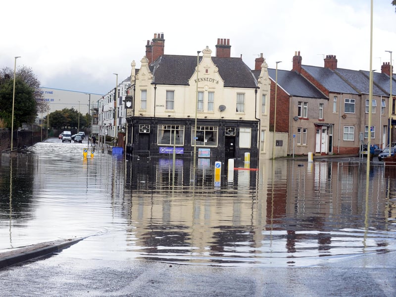 Kennedy's pub pictured during flooding in Tyne Dock in 2021.
