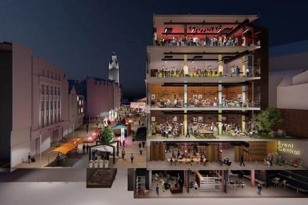 A cutaway view of how the Event Central building on Fargate in Sheffield city centre could look (courtesy University Of Sheffield)
