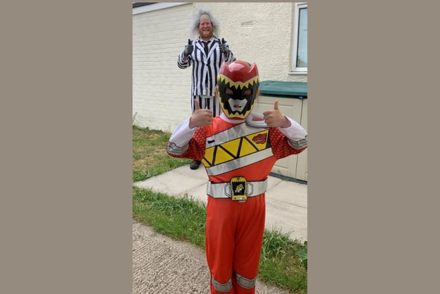 Jon says he hopes his idea to dress up has cheered up families around the community, with other children waiting to see him on his rounds each day.