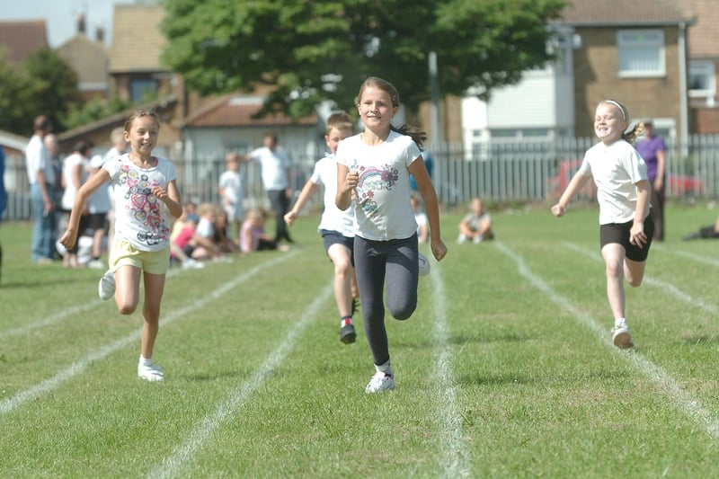 A track race at Barnard Grove School in 2010 in tribute to the Olympics. Remember it?