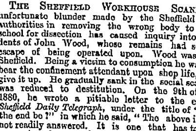 A cutting from the Sheffield Telegraph in 1882 detailing the scandal
