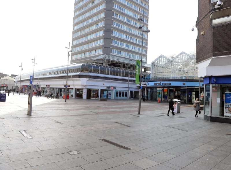 Sunderland city centre's Market Square on March 25, shortly after lockdown was announced.