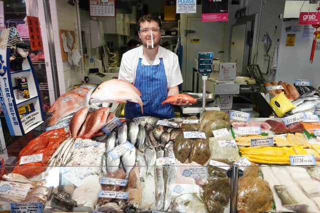 Tissington fishmonger at The Moor Market.