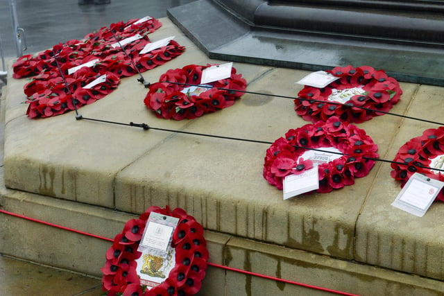 Despite no crowds being allowed at the service there was still wreaths laid on the memorial.