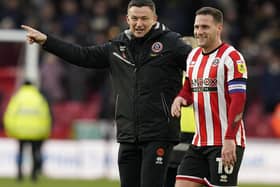 Sheffield United manager Paul Heckingbottom with captain Billy Sharp: Andrew Yates / Sportimage