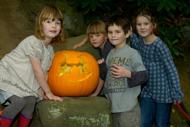 Children on the pumpkin trail in 2009. All cousins, from left, Matilda Holt, four, Albie Dunworth, five, Morven Holt, five and Daisy Dunworth, seven