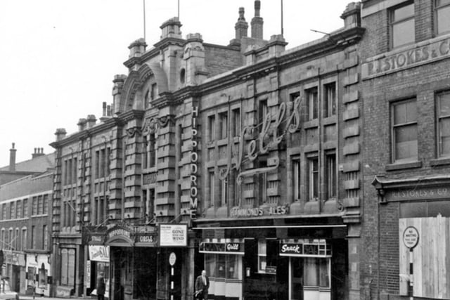 The Hippodrome Theatre and Nell's Bar on Cambridge Street, Sheffield, in 1963. The Hippodrome opened in December 1907 as a music hall. It became a permanent cinema in 1931. In 1948, it came under the management of The Tivoli (Sheffield) Ltd. It closed on March 2, 1963 and was demolished