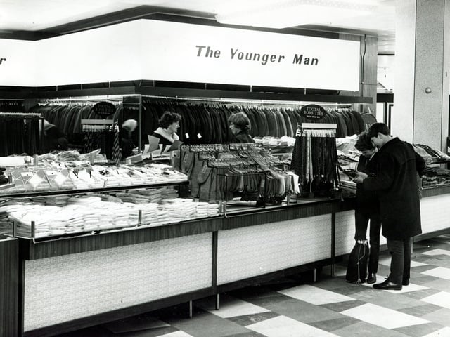 The younger man's tailoring department in the store in 1964