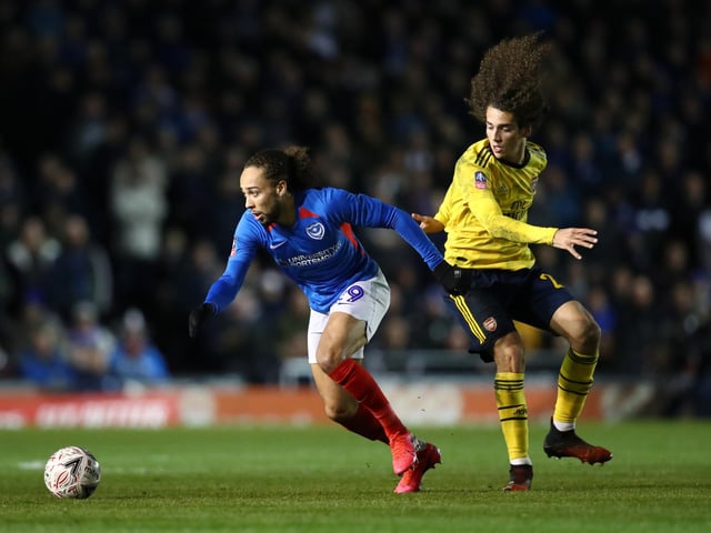 Marcus Harness in action at Fratton Park.