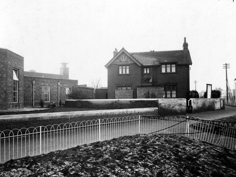The police station at the junction of Cross Gates Lane and Station Road, Leeds, in January 1940. It opened in 1900 and became Leeds City Police property following boundary extensions. It was used as a section station until 1965, when it was taken over by Social Services. It has since been demolished. On the left is Crossgates Library, on Farm Road, which opened in 1939.