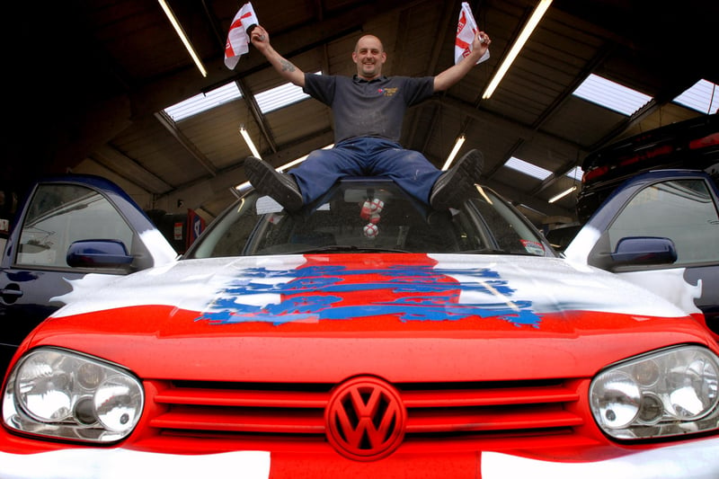 George Ross at Maxwell Street Motors was pictured with a car, flag of St George and Three Lions paintwork in 2010. Remember this?