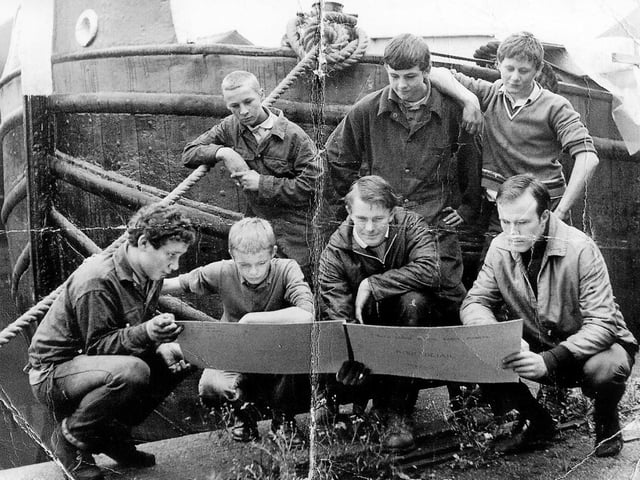 Boys from Park House School, Tinsley, work on a barge conversion project in 1968