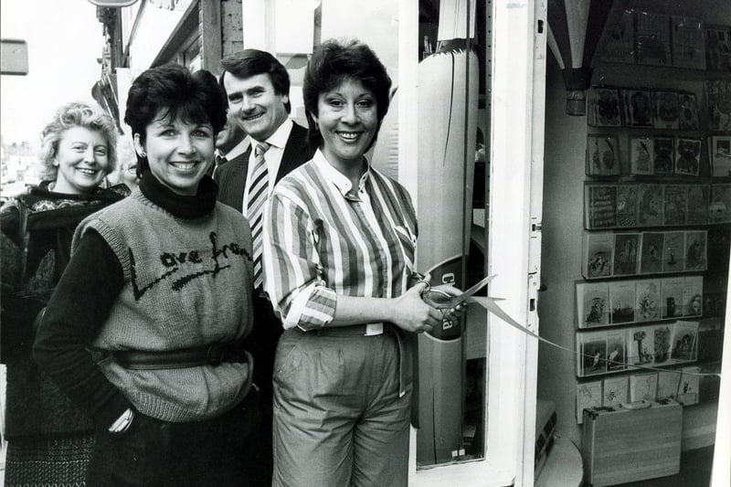 Singer Helen Shapiro opening the "Love From" card shop in Broomhill, Sheffield, March 20, 1984