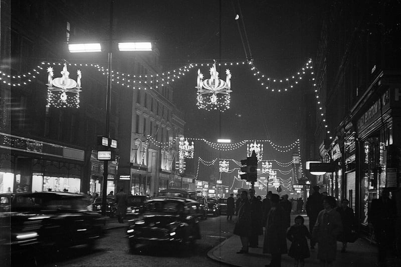 The completed Christmas illuminations in Buchanan Street, Glasgow, in 1966.