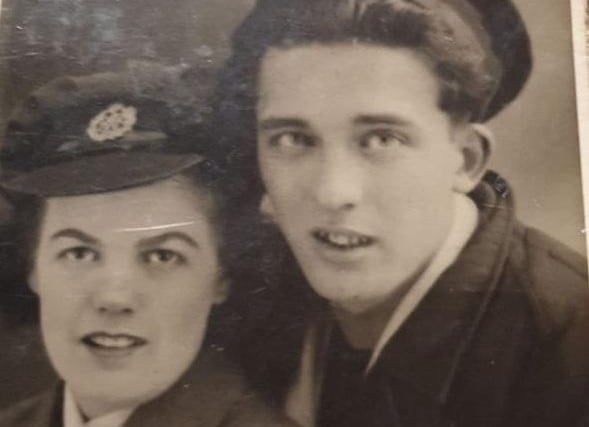 "My gran and grandad on their wedding day in their uniforms. Met during the war. Flo was in the WAAF and Stanley worked on the boats as an electrician to help with the planes."