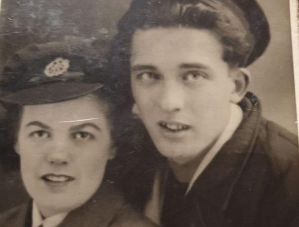 "My gran and grandad on their wedding day in their uniforms. Met during the war. Flo was in the WAAF and Stanley worked on the boats as an electrician to help with the planes."