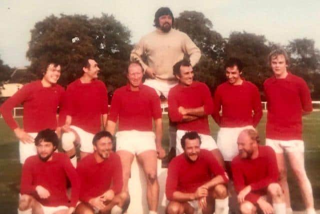 Jack Charlton on Sheffield Labour Group\'s team in a charity match against journalists (courtesy of Peter Price)