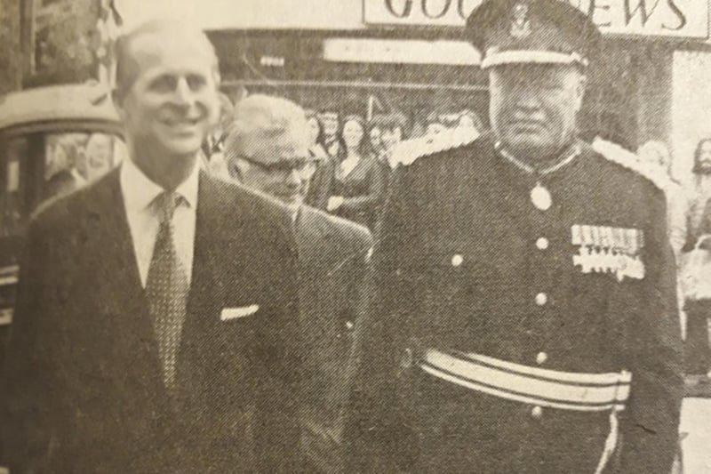 Prince Phillip with the Lord Lieutenant in Kirkcaldy in 1976