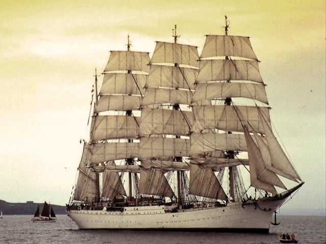 Dozens of world-famous sailing ships which were festooned in all manner of colourful flags and regalia.