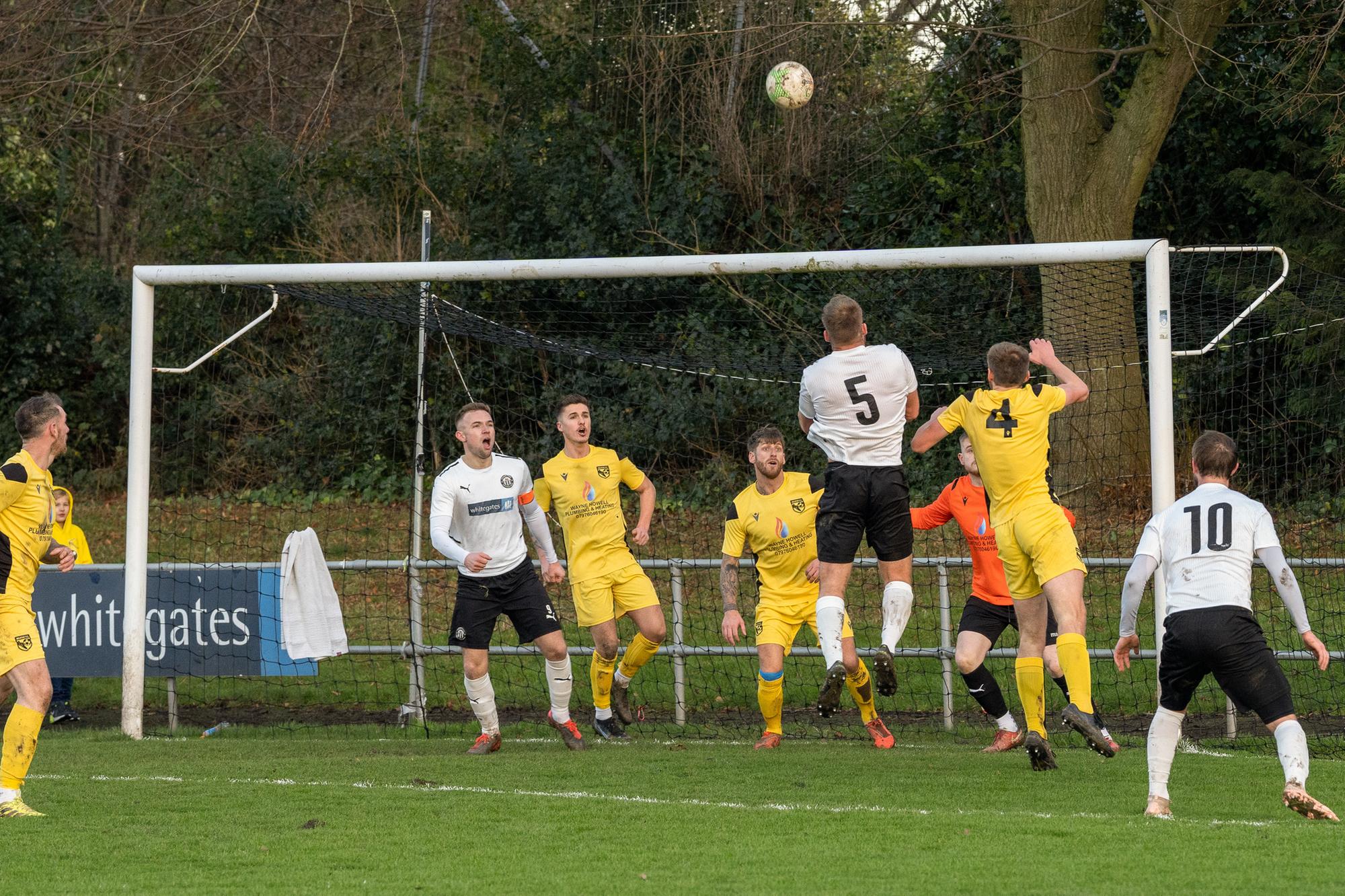 Action from Heanor Town v Selston at the Town Ground on Monday.