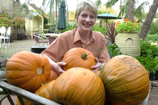 Pumpkin Tearooms manager  Gina Dunstan  at the teariooms in Bratithwell in 2001