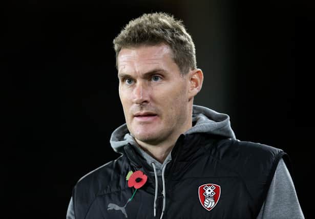 Rotherham United manager Matt Taylor before during the Sky Bet Championship match at Bramall Lane, Sheffield.  Nigel French/PA Wire.