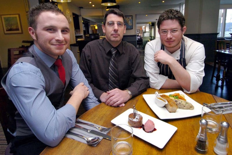 From left, manager Ben Stazi and directors Stuart Hitchman and Alan Rigby at the Cross Scythes pub, Totley, in December 2009